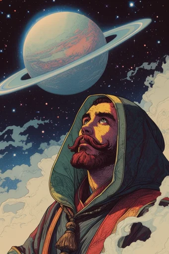 Vintage Cosmic Surrealism style reference image — surreal cosmic landscape