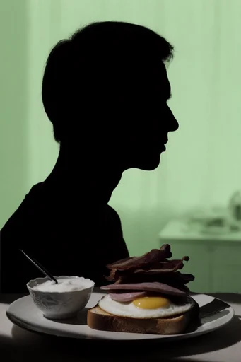 Cinematic Neon Silhouette style reference image — minimalist graphic composition