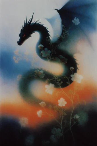 Ethereal Twilight Surrealism style reference image — glowing botanical elements