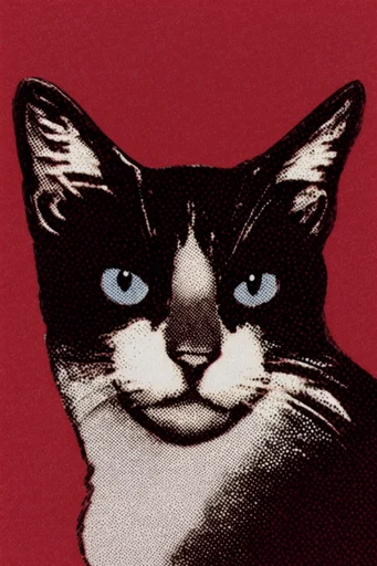 Gritty Red Halftone style reference image — distressed paper grain