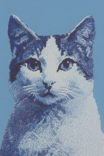 Dithered Noir Alpine style reference image — retro print distortion