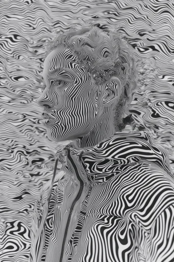 Monochrome Glitch Topography moodboard — generate AI images in this style