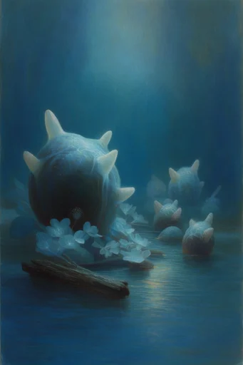 Ethereal Bioluminescent Nocturne style reference image — deep teal and indigo palette