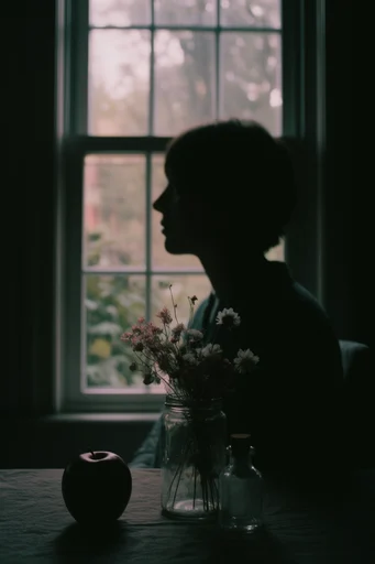 Cinematic Introspective Twilight style reference image — cinematic 35mm film grain