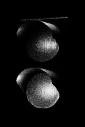 Monochrome Analog Void style reference image — heavy film grain