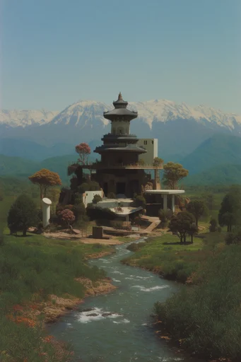 Nostalgic Pastoral Surrealism style reference image — retro-futuristic surrealism