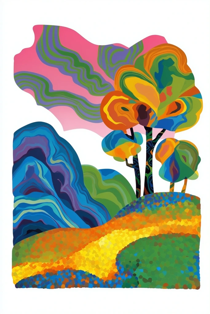 Vibrant Psychedelic Minimalism style AI image example 2