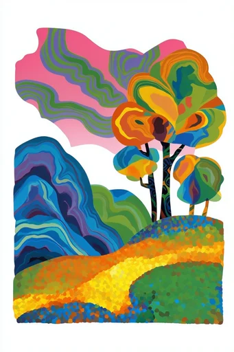 Vibrant Psychedelic Minimalism style AI image example 2
