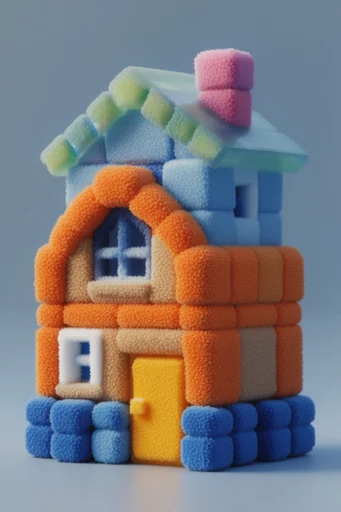 Tactile Voxel Whimsy style reference image — vibrant studio lighting