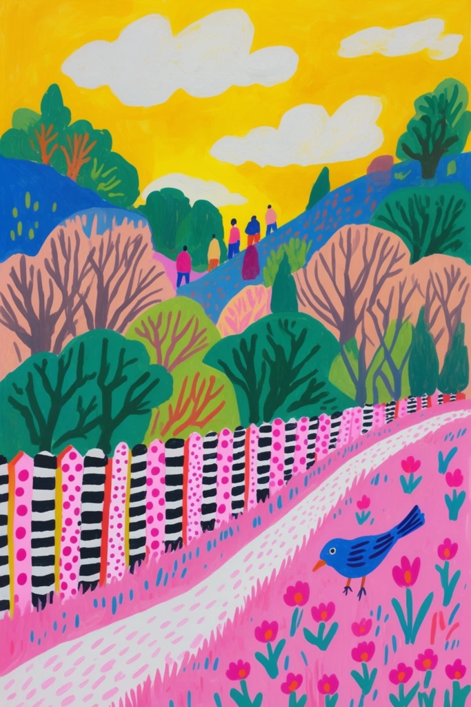 Vibrant Naive Collage style AI image example 2
