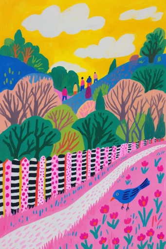 Vibrant Naive Collage style AI image example 2