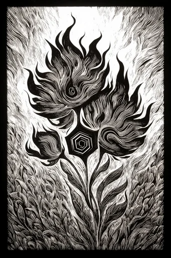 Monochrome Linear Craftsmanship style reference image — high-contrast ink
