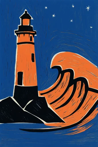 Graphic Woodcut Modernism style reference image — hand-carved aesthetic