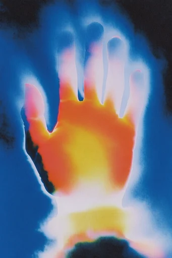 Luminescent Thermal Etherealism style reference image — electric blue and infrared orange