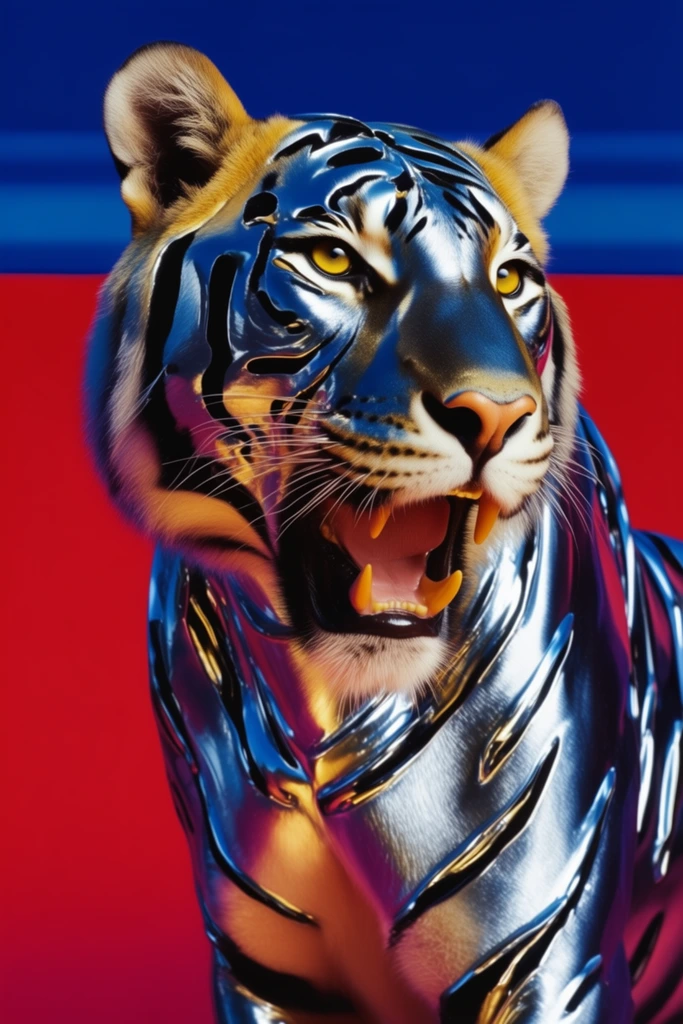 Vibrant Chrome Cyber-Surrealism style AI image example 3