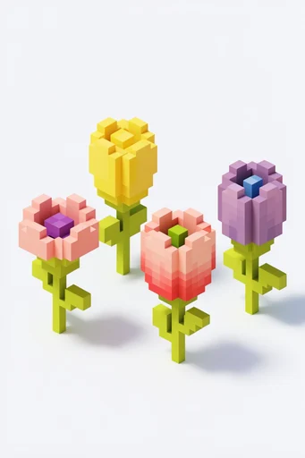 Glossy Isometric Voxel style reference image — toy-like glossy texture