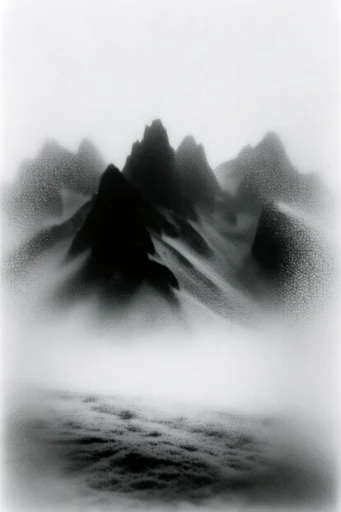 Ethereal Monochrome Noir style reference image — high-contrast monochrome