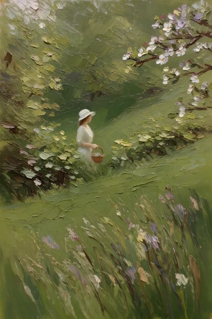 Textured Verdant Impressionism style AI image example 1