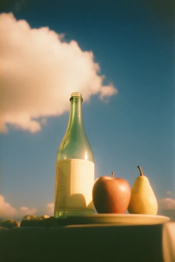 Nostalgic Analog Surrealism style reference image — saturated blue and teal