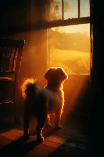 Cinematic Volumetric Chiaroscuro style reference image — amber backlighting
