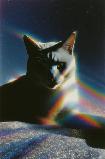 Luminescent Cosmic Surrealism style reference image — prismatic light leaks