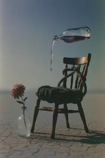 Atmospheric Surrealist Nostalgia style reference image — vintage film grain