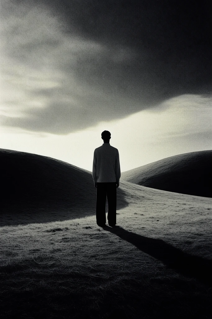 Stark Monochromatic Surrealism style AI image example 2