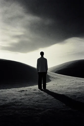Stark Monochromatic Surrealism style AI image example 2