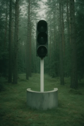Ethereal Nordic Surrealism style reference image — misty forest landscape