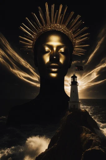 Gilded Obsidian Chiaroscuro style reference image — sculptural skin detail