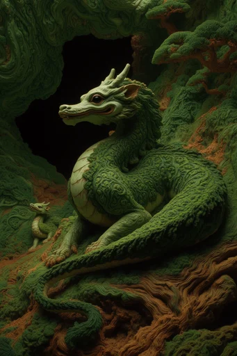 Surreal Verdant Biomorphism style reference image — eldritch cosmic horror