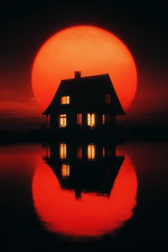 Crimson Solar Noir style reference image — heavy film grain