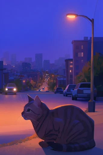 Geometric Sunset Noir style reference image — clean brushstrokes