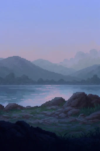 Nostalgic Violet Pixelscape style AI image example 2