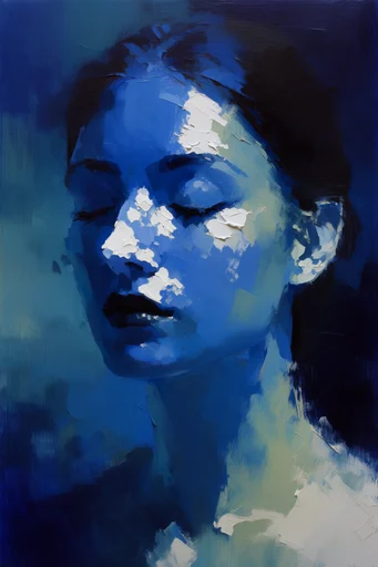 Surreal Nocturnal Cerulean style reference image — gouache and oil painting aesthetic
