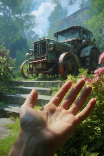 Overgrown Industrial Solarpunk style reference image — rustpunk