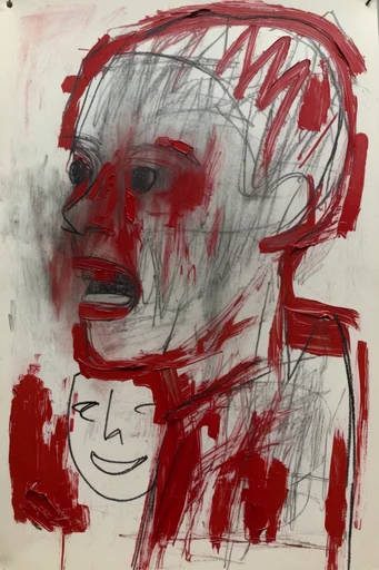 Raw Crimson Expressionism style reference image — high-contrast monochrome