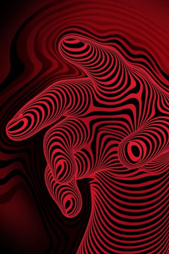 Crimson Noir Graphic style reference image — halftone and woodcut texture