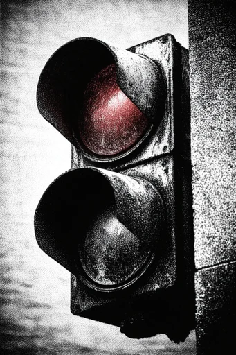 Gritty Halftone Noir style reference image — high-contrast noir