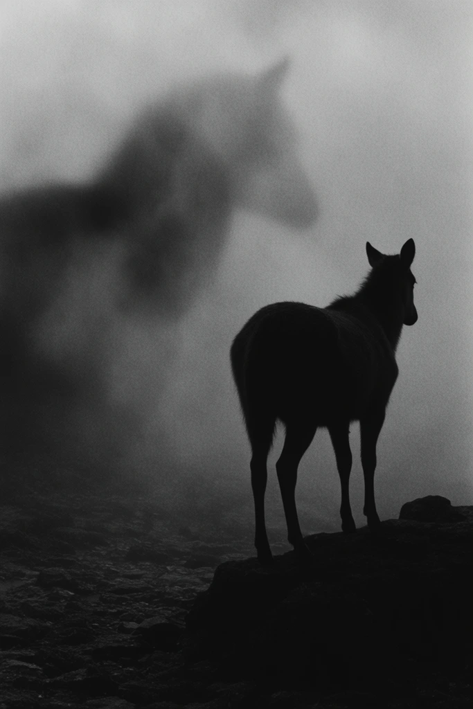 Monochrome Liminal Noir style AI image example 3
