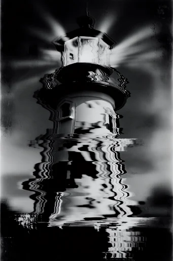 Monochrome Kinetic Glitch style reference image — minimalist surrealism