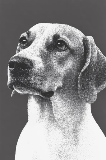 Monochrome Halftone Graphic style reference image — chiaroscuro lighting