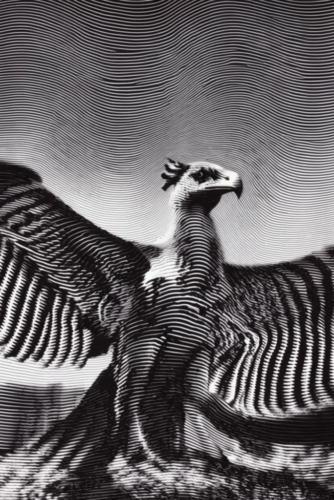 Monochrome Glitch Topography style AI image example 3