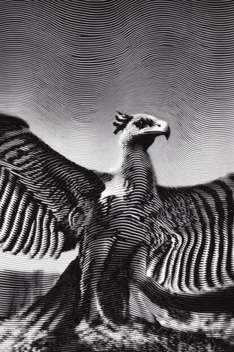 Monochrome Glitch Topography style AI image example 3