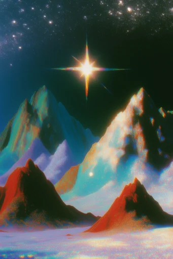 Luminescent Cosmic Surrealism style reference image — starry void