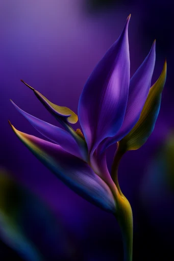 Luminous Nocturnal Botany style reference image — electric violet highlights