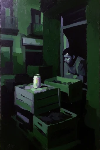 Nocturnal Impasto Expressionism style reference image — heavy impasto oil painting