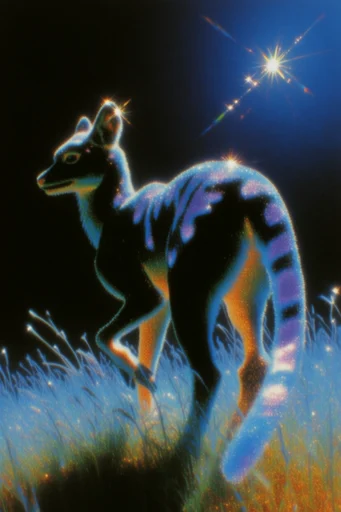 Nocturnal Retro Surrealism style reference image — vintage film grain