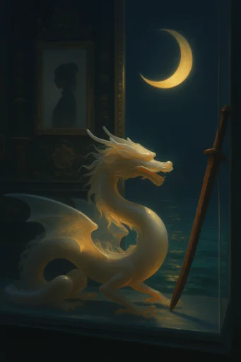Nocturnal Amber Chiaroscuro style reference image — minimalist surrealism