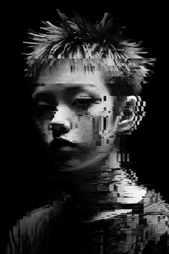 Fragmented Cybernetic Portraiture moodboard — generate AI images in this style